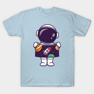 Cute Astronaut Holding Blanket Cartoon T-Shirt